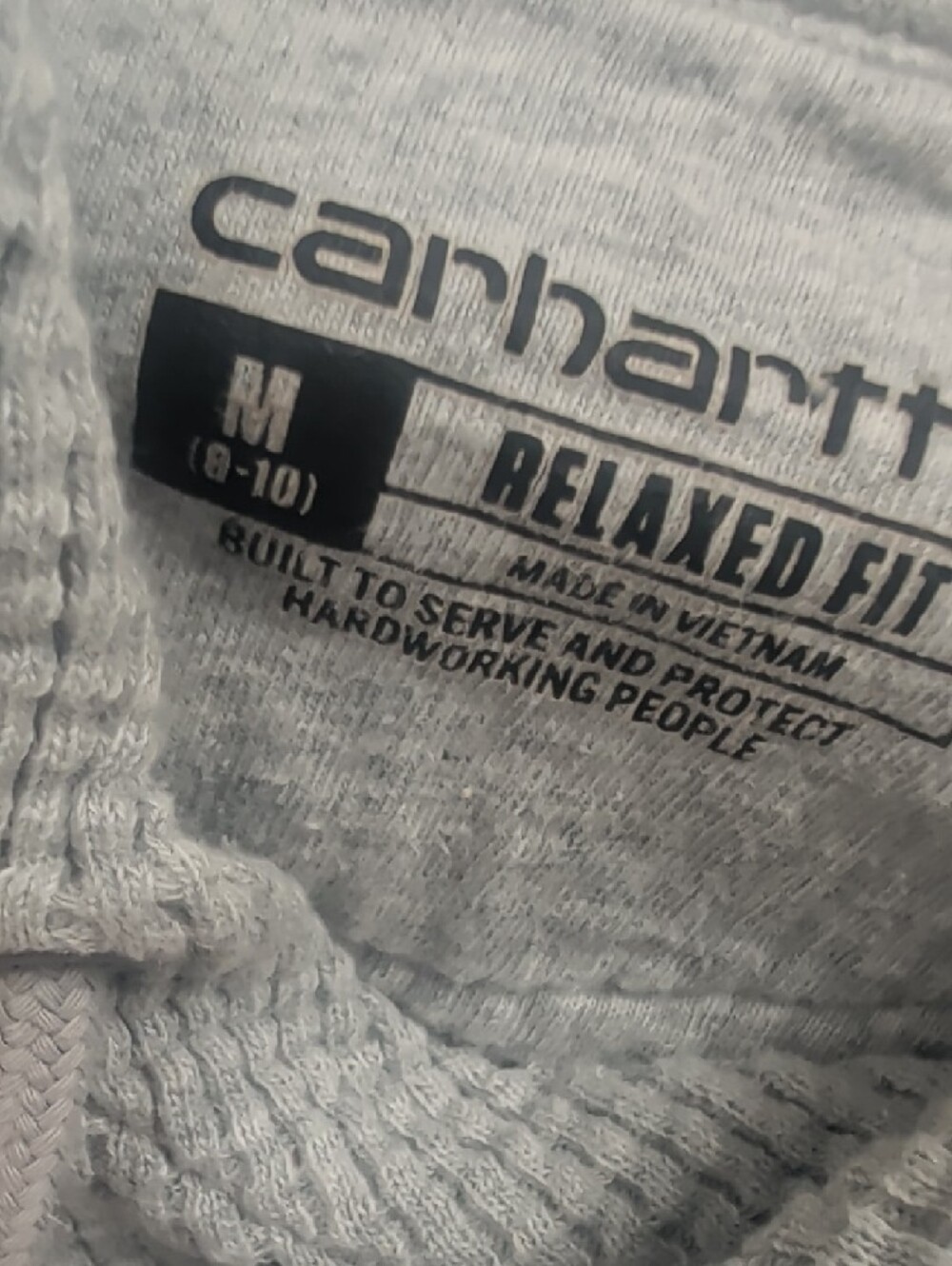 Carhartt Light Gray Waffle Hoodie with Kangaroo Pocket Size Medium - Picture 2 of 4